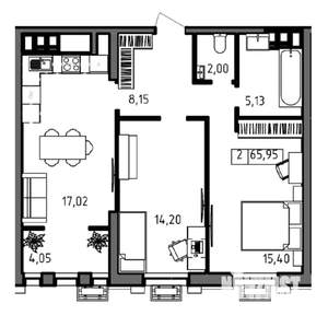 2-к квартира, вторичка, 66м2, 18/23 этаж