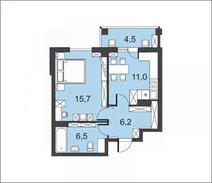 1-к квартира, вторичка, 44м2, 15/17 этаж