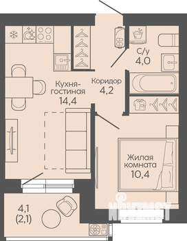 1-к квартира, вторичка, 35м2, 20/22 этаж