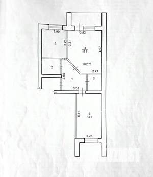 2-к квартира, вторичка, 61м2, 1/6 этаж