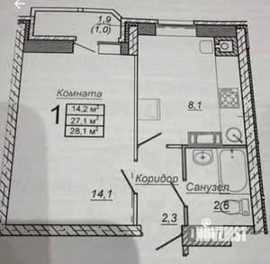 1-к квартира, вторичка, 29м2, 8/10 этаж