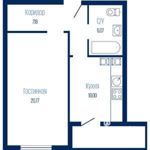 1-к квартира, вторичка, 47м2, 15/19 этаж