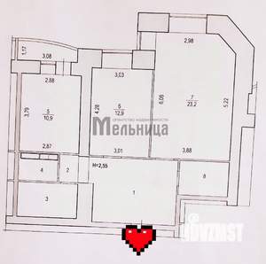 2-к квартира, вторичка, 74м2, 8/17 этаж