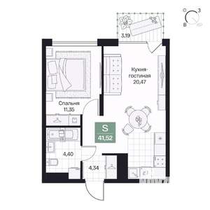 1-к квартира, вторичка, 42м2, 8/10 этаж