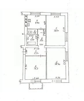 3-к квартира, вторичка, 76м2, 4/4 этаж