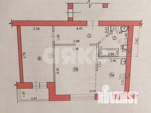 2-к квартира, вторичка, 49м2, 1/9 этаж