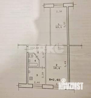 2-к квартира, вторичка, 43м2, 1/2 этаж