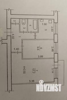 2-к квартира, вторичка, 44м2, 1/9 этаж