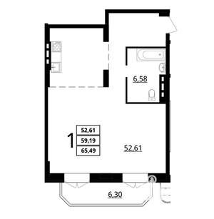 2-к квартира, сданный дом, 65м2, 7/7 этаж