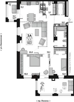 3-к квартира, вторичка, 103м2, 6/18 этаж