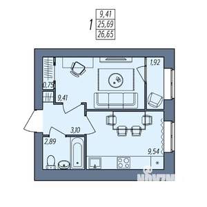 1-к квартира, вторичка, 27м2, 8/8 этаж
