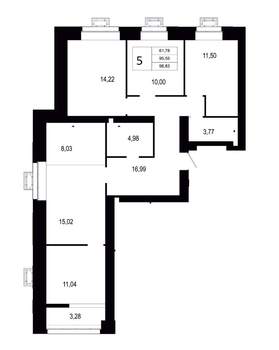 5-к квартира, вторичка, 99м2, 8/9 этаж