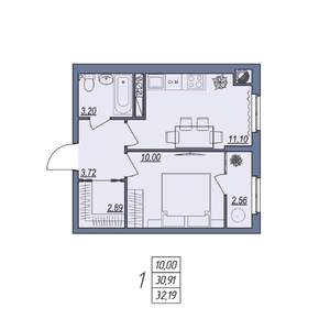 1-к квартира, вторичка, 32м2, 6/8 этаж