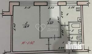 2-к квартира, вторичка, 43м2, 1/9 этаж