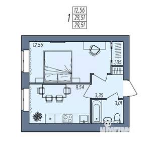 1-к квартира, вторичка, 30м2, 4/8 этаж