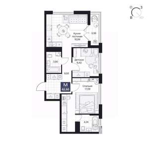 2-к квартира, вторичка, 63м2, 8/10 этаж