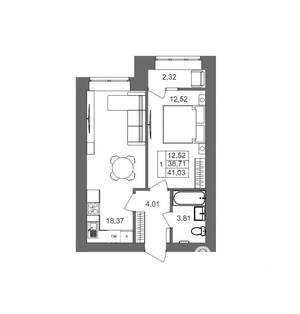 1-к квартира, вторичка, 41м2, 8/10 этаж