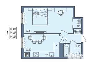 1-к квартира, вторичка, 36м2, 2/10 этаж