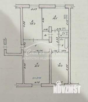 3-к квартира, вторичка, 82м2, 1/2 этаж