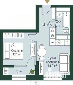 1-к квартира, вторичка, 37м2, 20/24 этаж