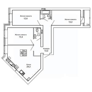 3-к квартира, вторичка, 83м2, 10/10 этаж