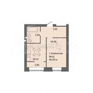 1-к квартира, вторичка, 40м2, 2/9 этаж