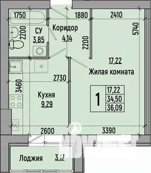 1-к квартира, строящийся дом, 36м2, 1/4 этаж