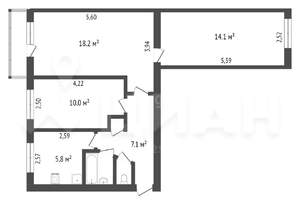 3-к квартира, вторичка, 60м2, 5/5 этаж