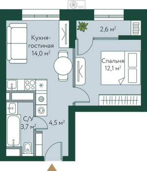 1-к квартира, вторичка, 37м2, 5/24 этаж