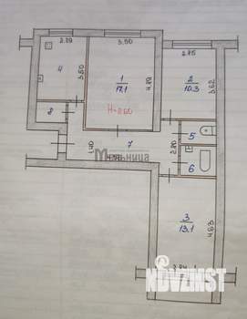3-к квартира, вторичка, 65м2, 9/9 этаж