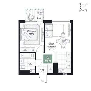 1-к квартира, вторичка, 36м2, 8/8 этаж