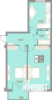 2-к квартира, вторичка, 59м2, 4/5 этаж