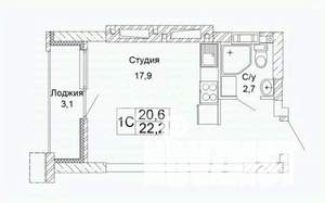 Студия квартира, вторичка, 21м2, 7/10 этаж