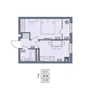 1-к квартира, вторичка, 31м2, 2/8 этаж