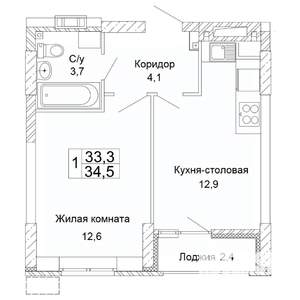 1-к квартира, вторичка, 35м2, 5/17 этаж