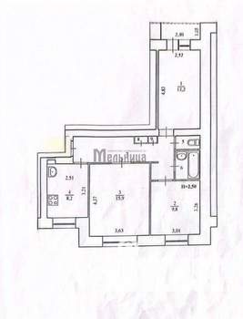 3-к квартира, вторичка, 62м2, 7/9 этаж