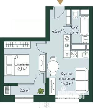 1-к квартира, вторичка, 37м2, 10/24 этаж