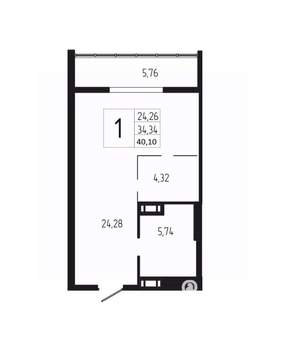 1-к квартира, вторичка, 40м2, 8/18 этаж