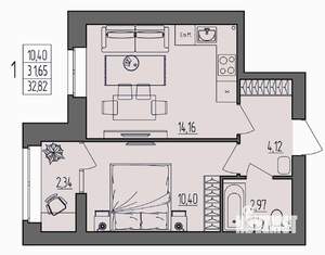 1-к квартира, вторичка, 33м2, 4/4 этаж