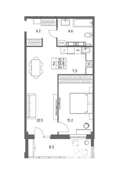 Студия квартира, вторичка, 64м2, 13/17 этаж