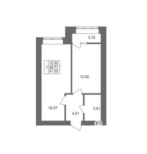 1-к квартира, вторичка, 41м2, 9/10 этаж