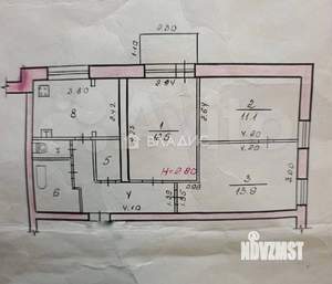 3-к квартира, вторичка, 62м2, 2/4 этаж