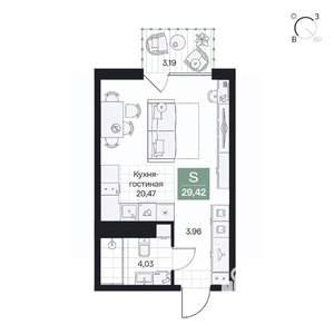 Студия квартира, вторичка, 29м2, 8/10 этаж