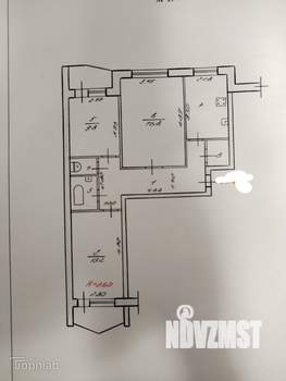 3-к квартира, вторичка, 66м2, 9/9 этаж