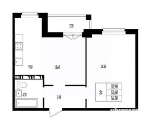 Студия квартира, вторичка, 56м2, 4/17 этаж