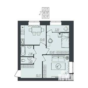 2-к квартира, вторичка, 50м2, 4/10 этаж