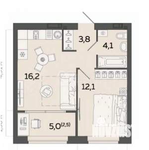 1-к квартира, вторичка, 37м2, 11/23 этаж
