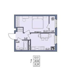 1-к квартира, вторичка, 31м2, 8/8 этаж