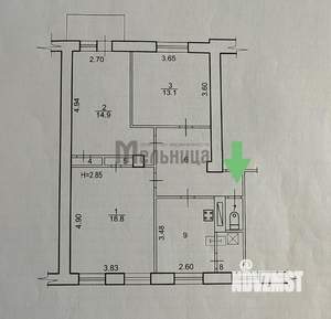 3-к квартира, вторичка, 70м2, 3/4 этаж