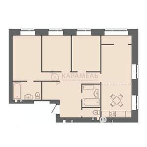 4-к квартира, строящийся дом, 92м2, 3/9 этаж